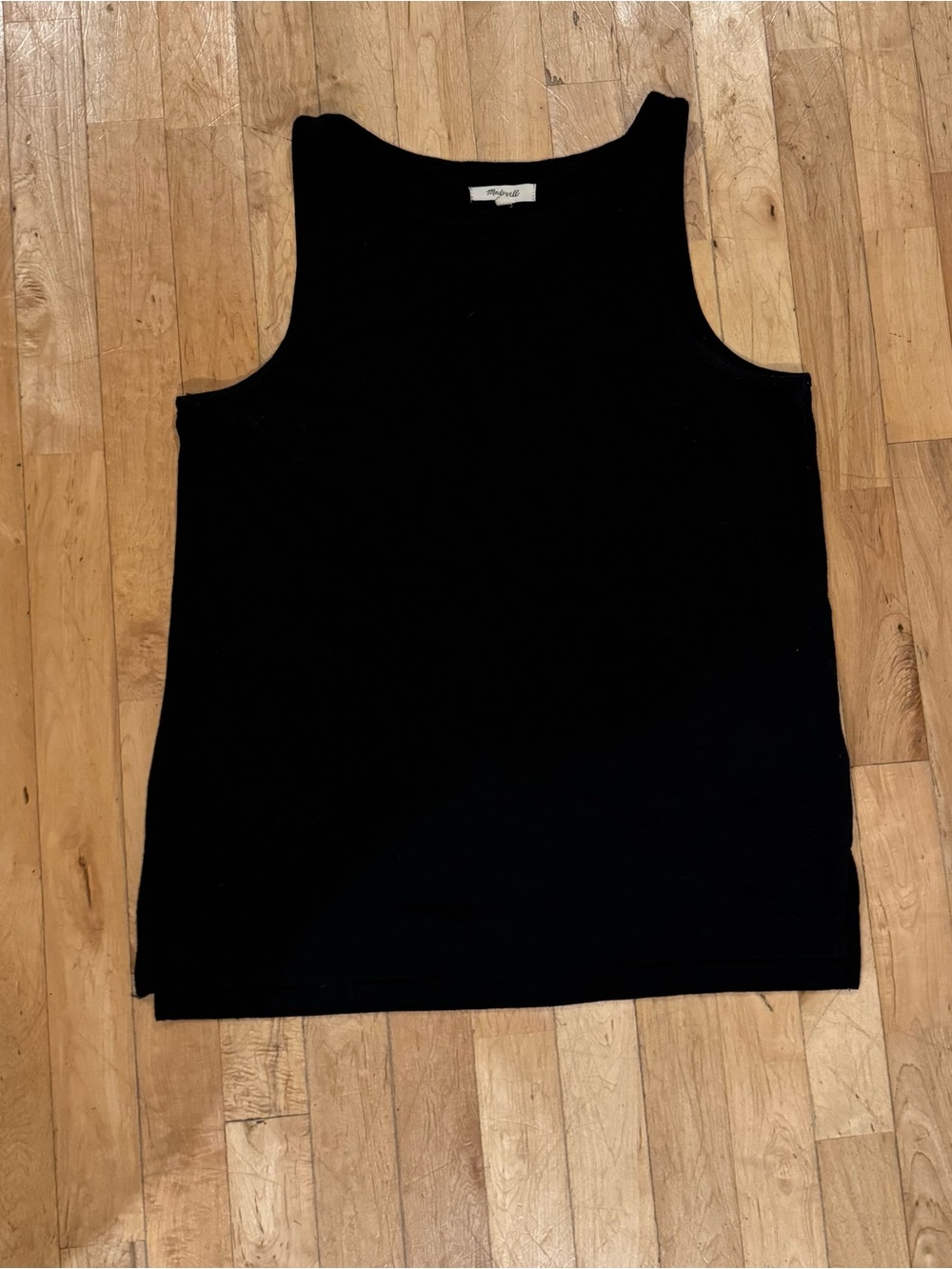 Madewell Black Split Hem Linen Tank Top